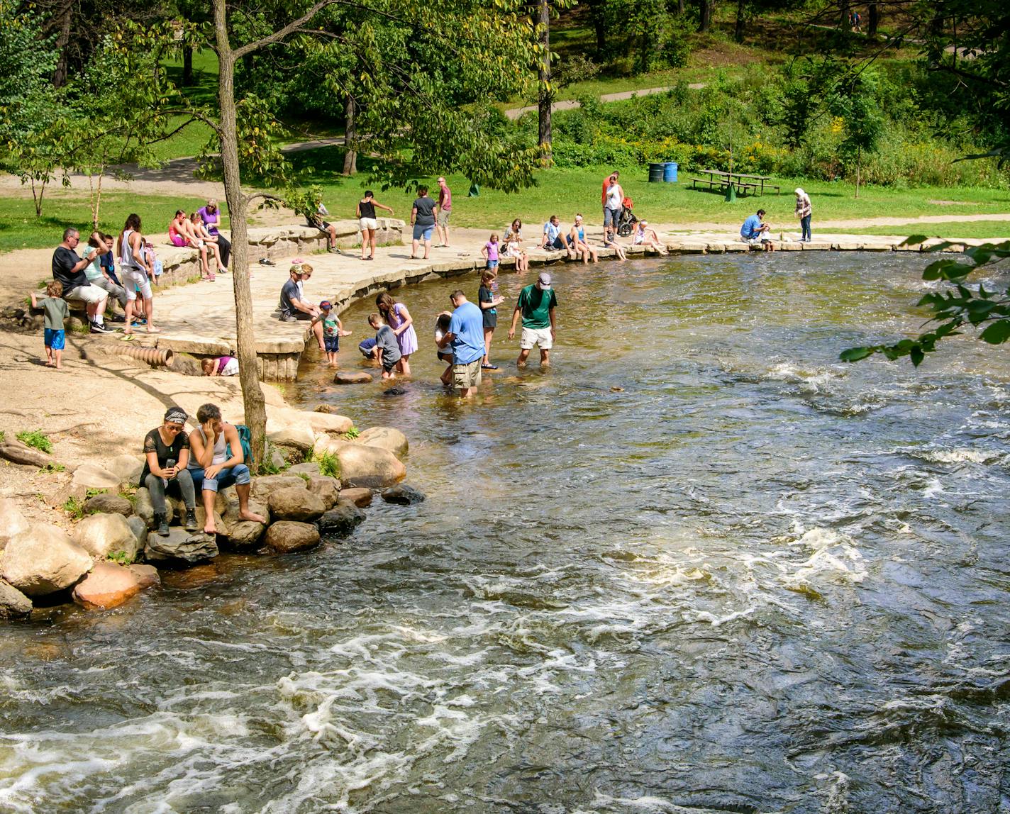 A display of the area's high water levels was evident Friday below Minnehaha Falls in Minneapolis. That high water has prompted the Minnehaha Creek Watershed District to recommended no paddling on the creek. Elsewhere, boaters face no-wake rules and other warnings.