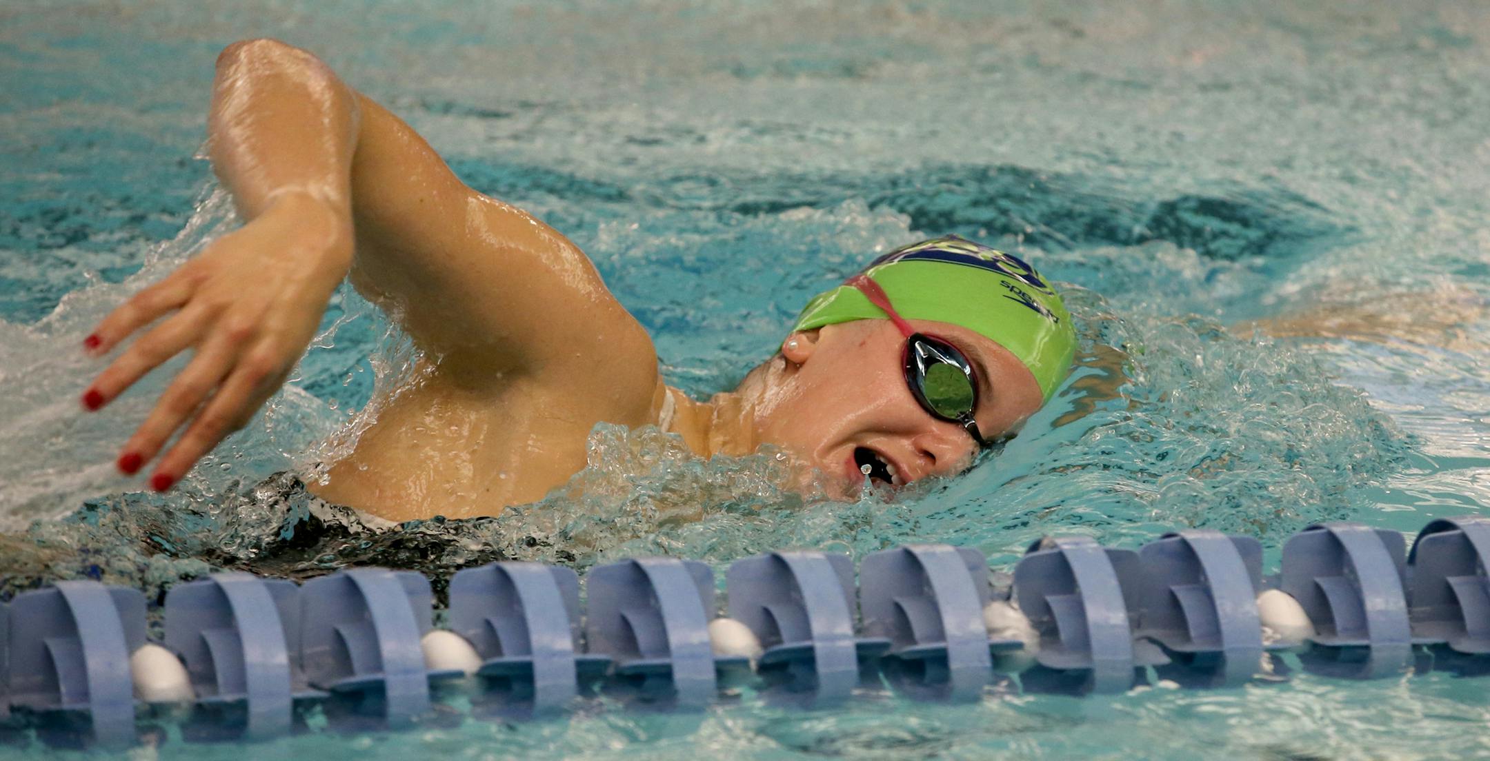 Minnetonka's Riley Donlin swam freestyle during practice. ] (KYNDELL HARKNESS/STAR TRIBUNE) kyndell.harkness@startribune.com Minnetonka girls swim practice at the Aquatic Center at Minnetonka Middle School East in Minnetonka Min., Tuesday November 10, 2015.