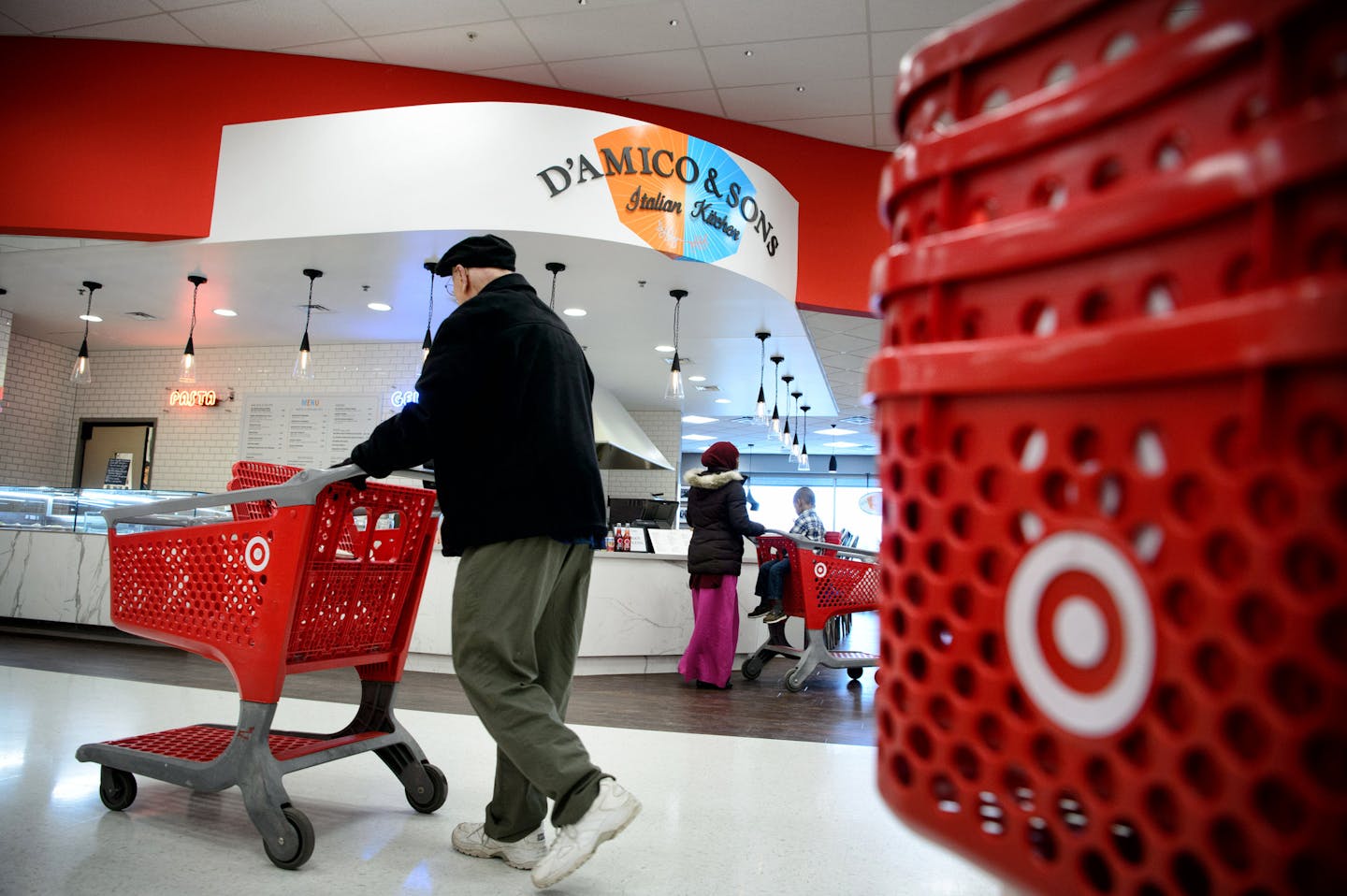 D'Amico and Sons at the Edina Target store. ] GLEN STUBBE * gstubbe@startribune.com Wednesday, January 6, 2015 One of the nagging questions about Target's recent health kick is how those greasy in-store cafes that sell Pizza Hut and other not-so-good-for you items fits into their new strategy. Well now, finally, Target is rethinking its cafes and is testing some new concepts that have opened recently around the Twin Cities. A Freshii has gone into its Quarry store. And Edina, Maple Grove North a