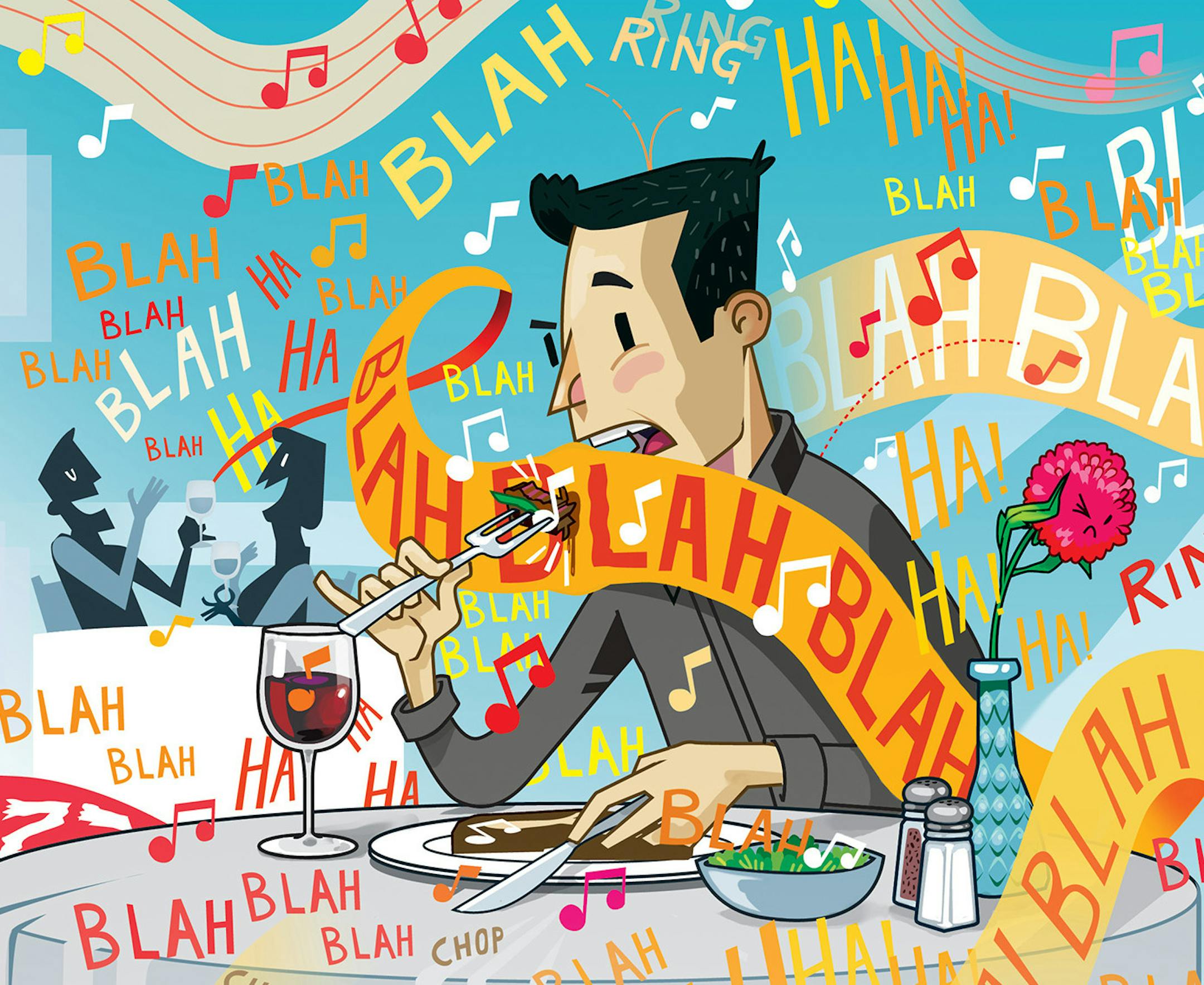 Illustration about restaurant noise; by Chiara Bautista, Special to the Star Tribune ORG XMIT: MIN1404111253011496