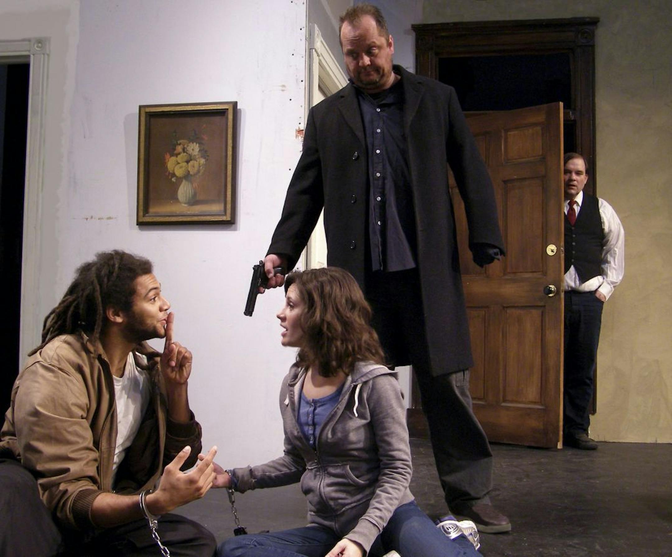 credit: Sarah Bauer Brian Evans, Sara Marsh, David Tufford and Luverne Seifert in "A Behanding in Spokane" by Gremlin Theatre.