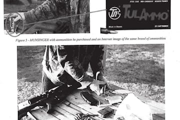 Andrew David Munsinger, shown here handling ammunition in screenshots provided in a federal criminal complaint, is barred from possessing firearms or 