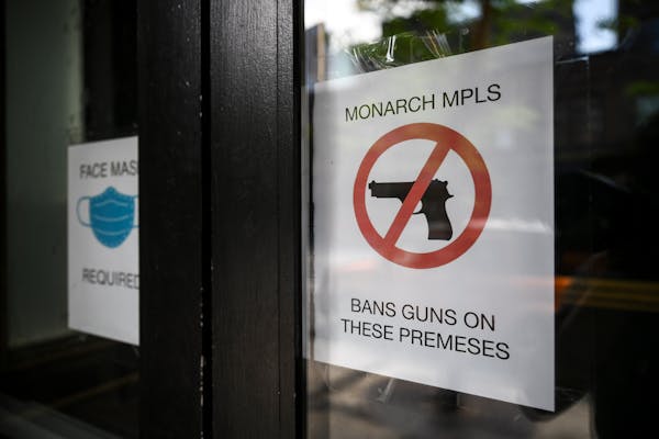 A sign banning guns from the premises of Monarch Minneapolis.