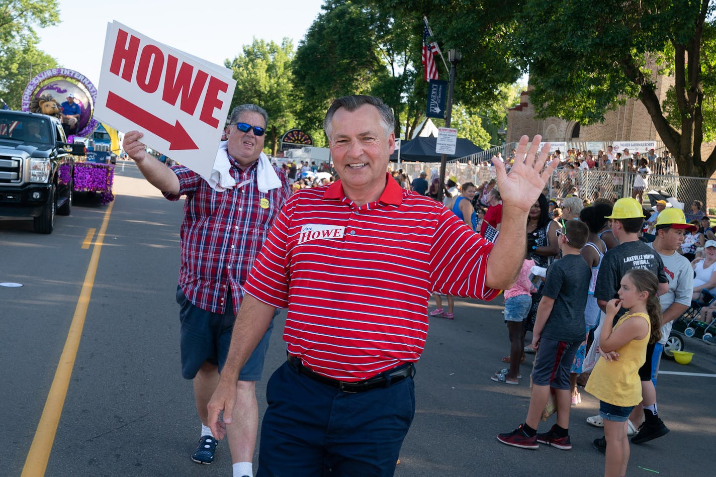 John Howe marched in the Pan-o-Prog Parade in Lakeville. He is a Republican endorsed candidate for Secretary of State.