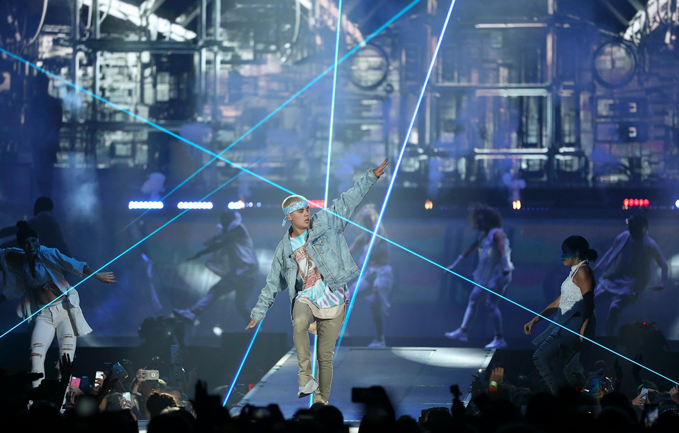 Justin Bieber early in his show at Target Center Sunday night.