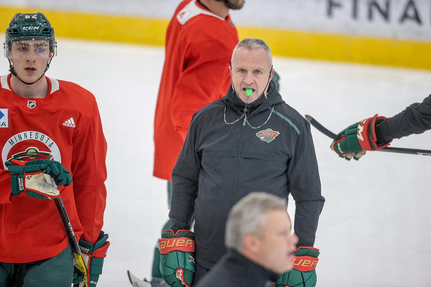 Wild Coach Dean Evason took to the ice during the morning practice at Tria Rink, Monday, January 4, 2021 in St. Paul, MN. ] ELIZABETH FLORES • liz.flores@startribune.com