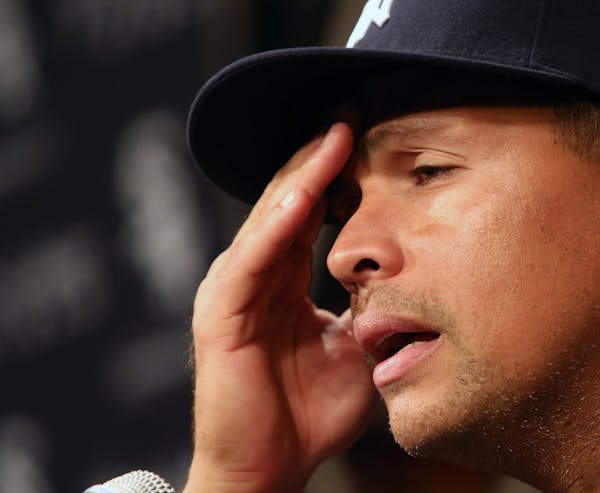 Alex Rodriguez talked during a news conference before the Yankees played the Chicago White Sox on Monday. Rodriguez singled in his first at-bat and we