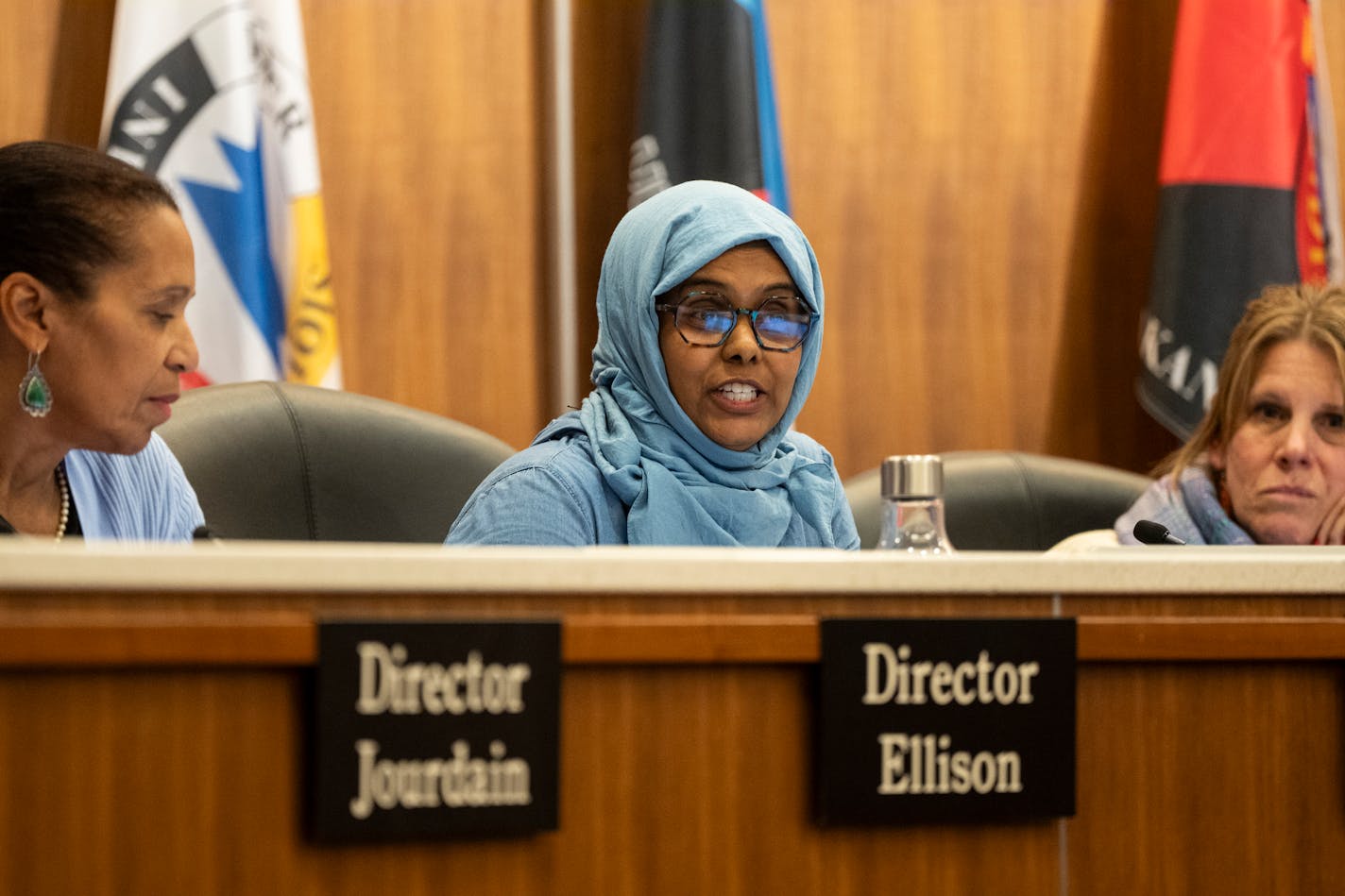 Director Faheema Feerayarre was one of seven board members who showed support for Dr. Lisa Sayles-Adams for superintendent on Friday, Dec. 1, 2023 in Minneapolis, Minn. The Minneapolis School Board choose between superintendent candidates Sonia Stewart and Lisa Sayles-Adams, ultimately chosing Sayles-Adams. ] RENEE JONES SCHNEIDER • renee.jones@startribune.com