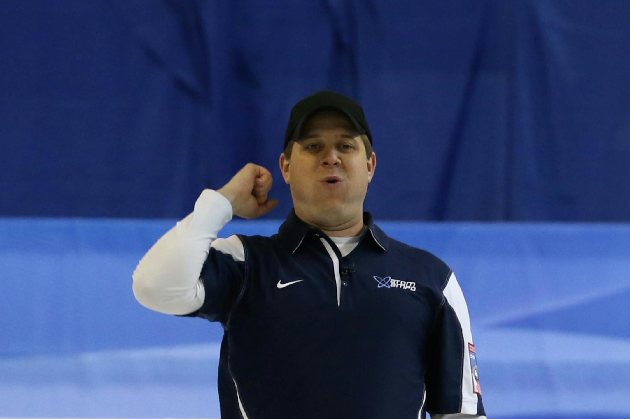 John Shuster of Duluth, skip of the U.S. men's curling team, at Sunday's victory over the Czech Republic.
