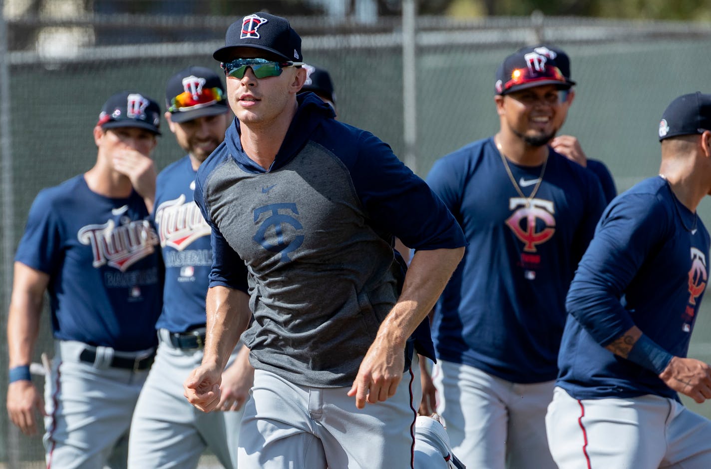 Max Kepler and other players went through drills at spring training in February. ] CARLOS GONZALEZ • cgonzalez@startribune.com – Fort Myers, FL – February 17, 2020, CenturyLink Sports Complex, Hammond Stadium, Minnesota Twins, Spring Training