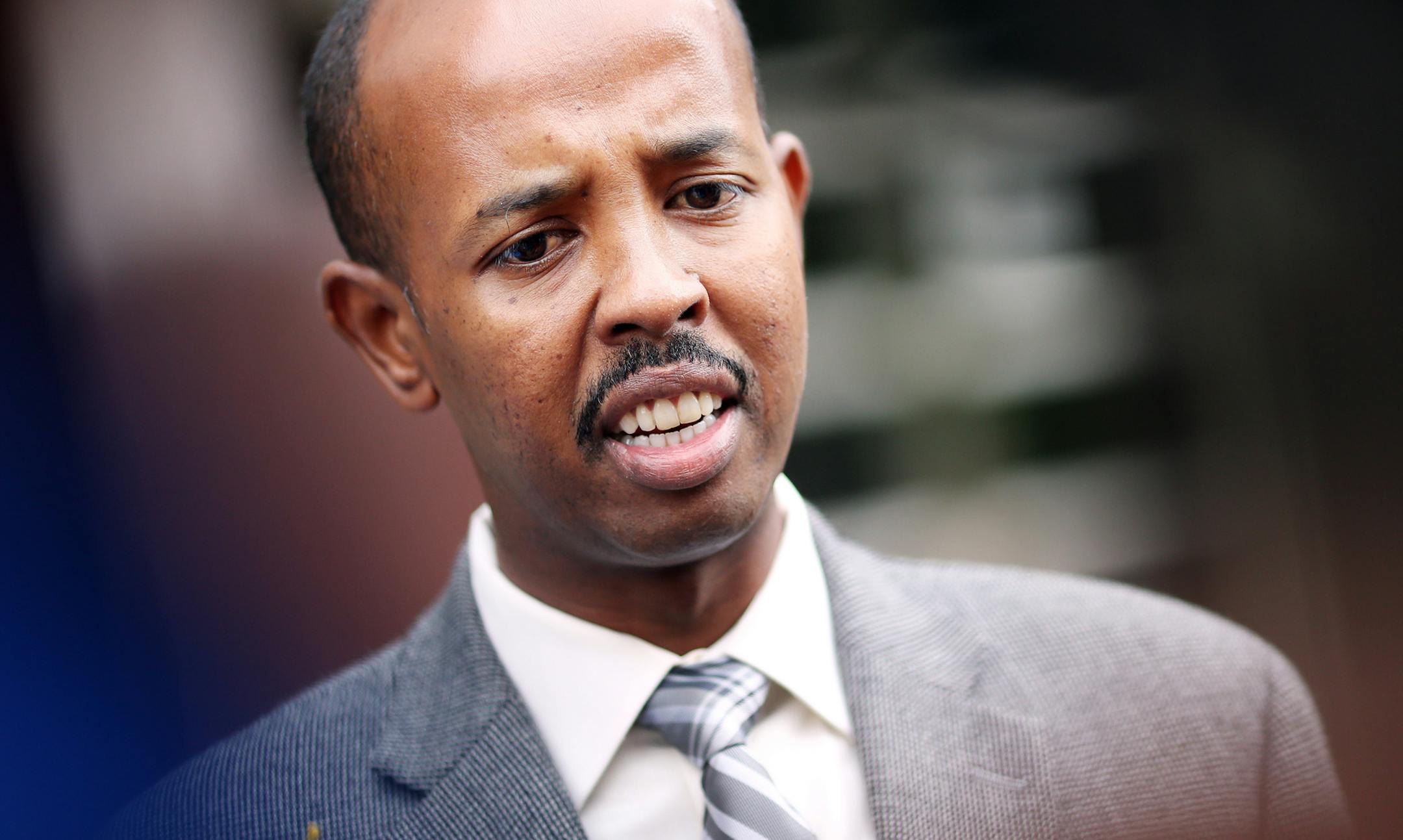 Sadie Warfa deputy director for Global Somali Diaspora spoke to the media after the hearing for Zacharia Abdurahman one of seven defendants charged with conspiring to join ISIL Thursday September 17, 2015 in St. Paul, MN. ] Zacharia Adburahman plead guilty in federal court on Thursday. Jerry Holt/ Jerry.Holt@Startribune.com