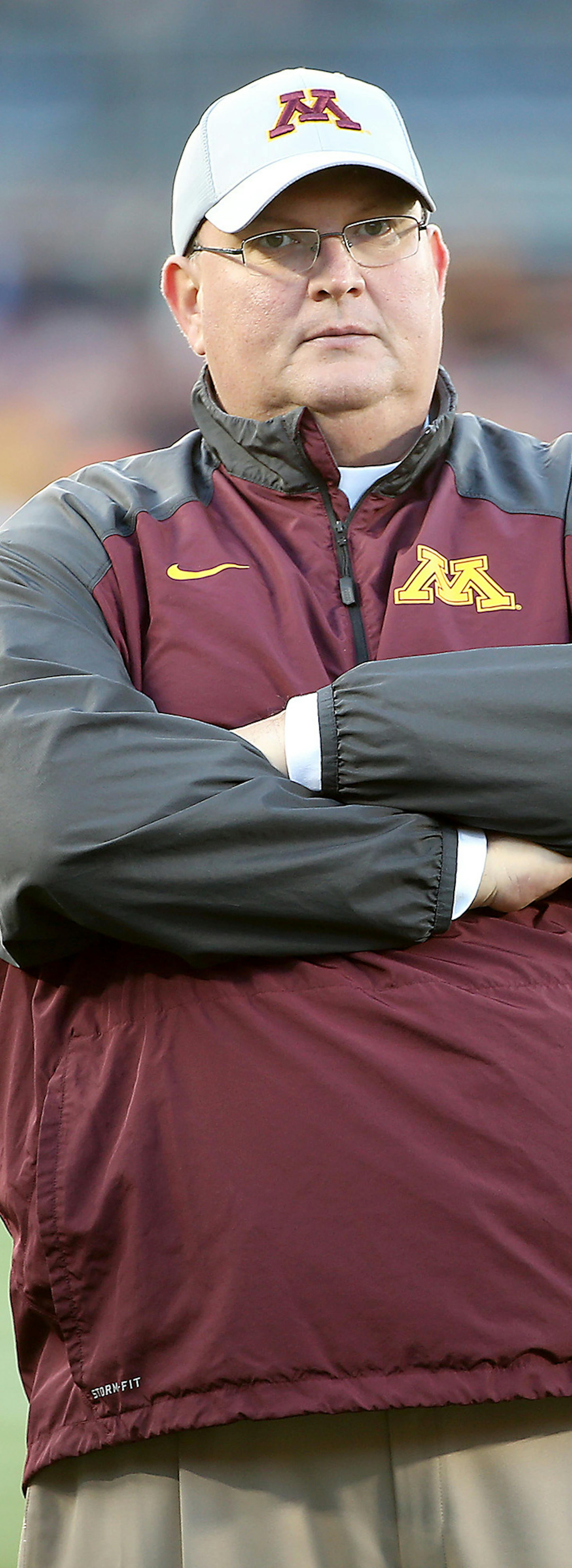 Minnesota's interim head coach Tracy Claeys watched players on the field before Minnesota took on Michigan at TCF Bank Stadium, Saturday, October 31, 2015 in Minneapolis, MN. ] (ELIZABETH FLORES/STAR TRIBUNE) ELIZABETH FLORES • eflores@startribune.com