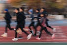 BC-WELL-MOTIVATE-EXERCISE-ART-NYTSF — Members of the Brooklyn Track Club during a workout at McCarren Park in Brooklyn. Experts say finding joy and 