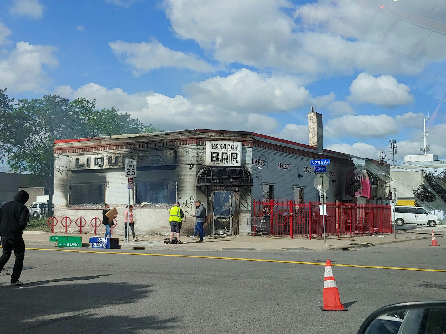 The remnants of the Hexagon Bar on Friday morning after it was ravaged by fire overnight.