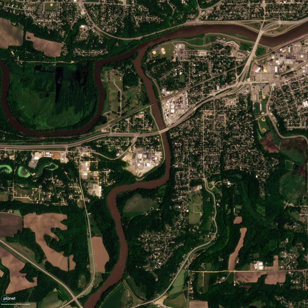 This satellite image shows an aerial view of Mankato on June 7. 