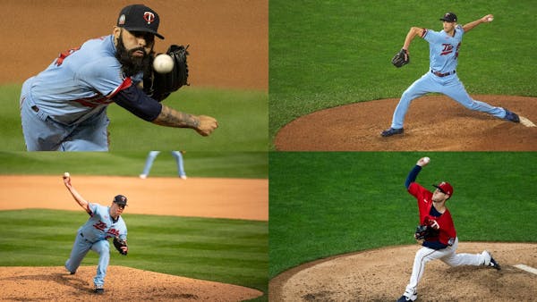 The Twins will select their playoff closer according to the situation. The candidates (clockwise from upper right): Taylor Rogers, Matt Wisler, Trevor