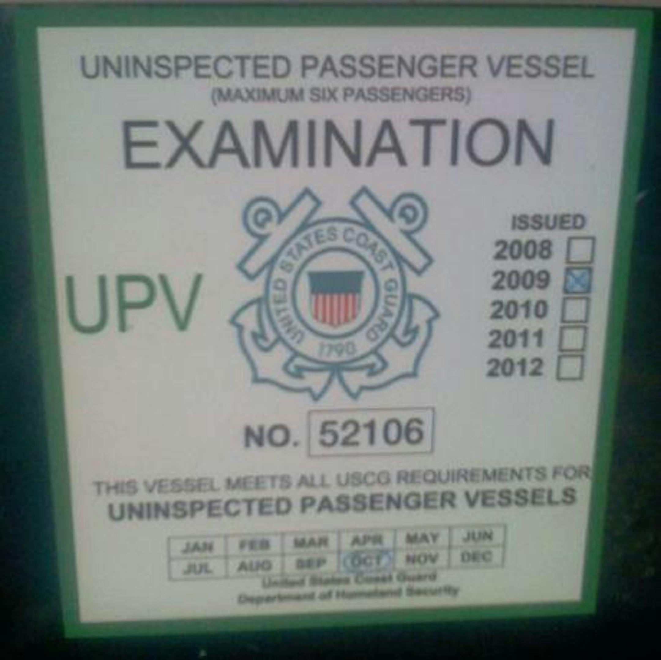 USCG Examination Decal