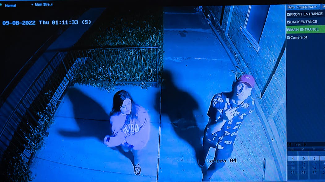 Video surveillance shows two suspects breaking into the Islamic Center of St. Cloud early Thursday morning.