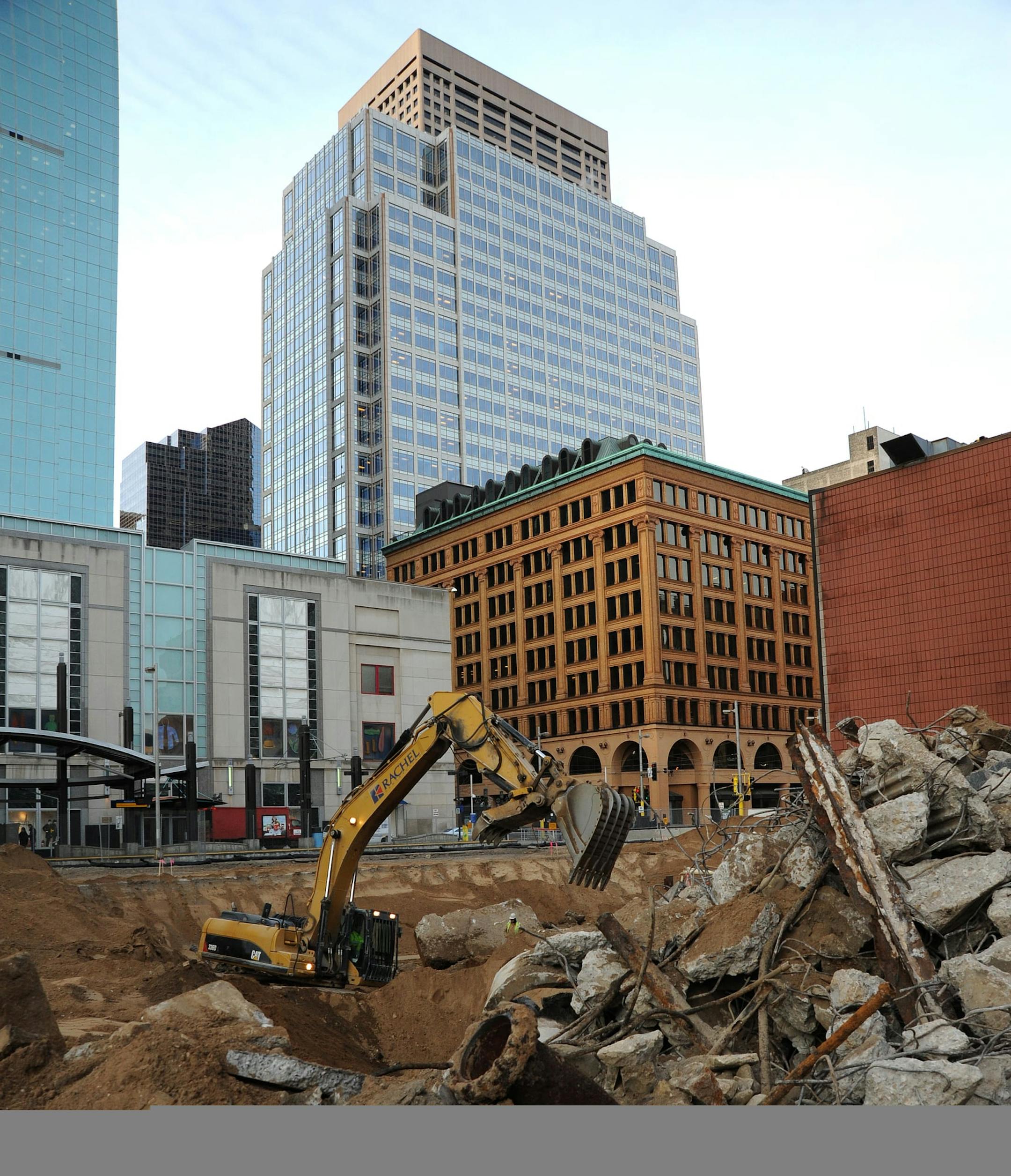 Site preparation for the Nic on Fifth in downtown Minneapolis.