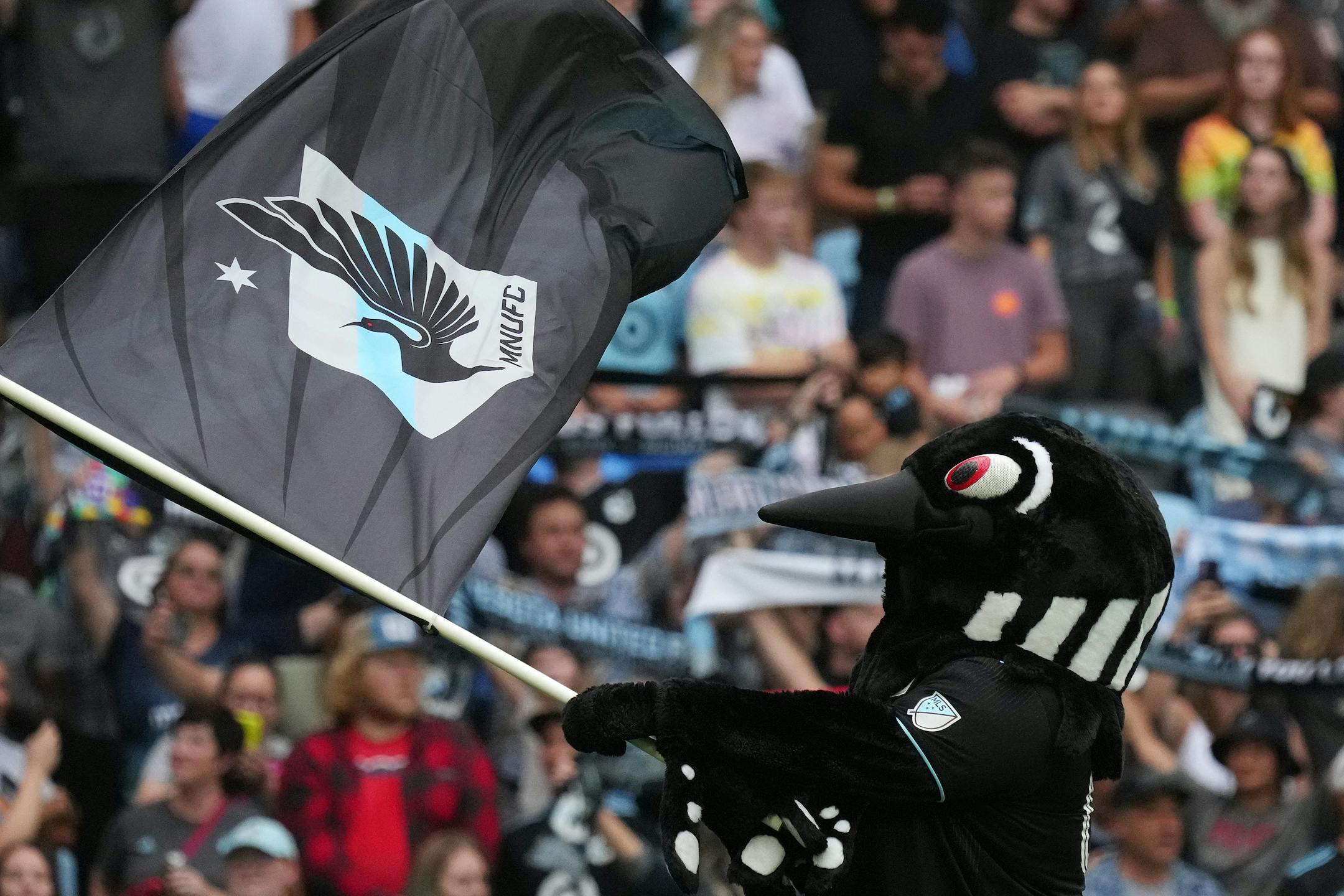 PK Loon celebrates the win following an MLS game between Minnesota United and the Houston Dynamo.