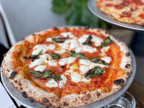 Rosalia Margherita Pizza and a gluten free pepperoni pizza.