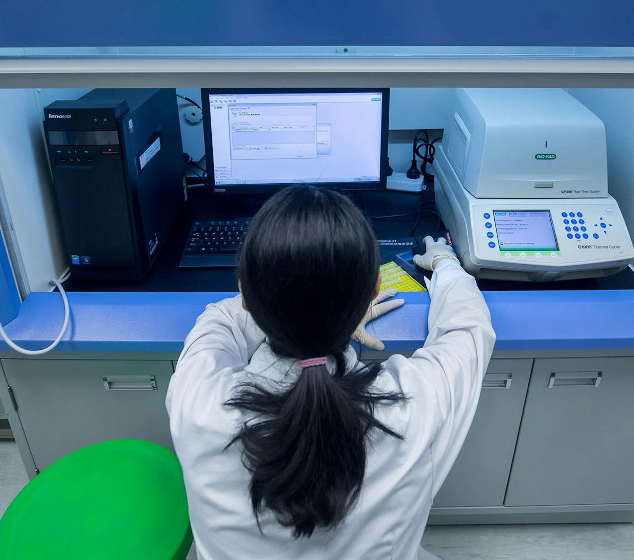Yolanda Yin, technical specialist of Gene Discovery, at a laboratory in Hong Kong on June 6, 2019. MUST CREDIT: Bloomberg photo by Paul Yeung.