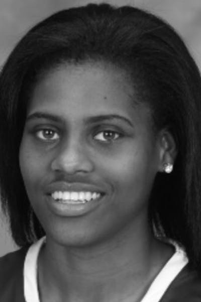 Kenisha Bell Gophers women's basketball 2015-16. In black and white because it was pulled from the Gophers media guide.