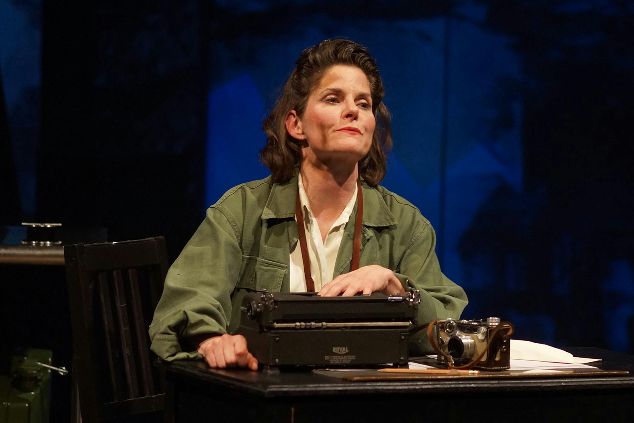 credit: Petronella Ytsma Annie Enneking as feisty model-turned-war correspondent Lee Miller in "Behind the Eye" at Park Square Theatre.