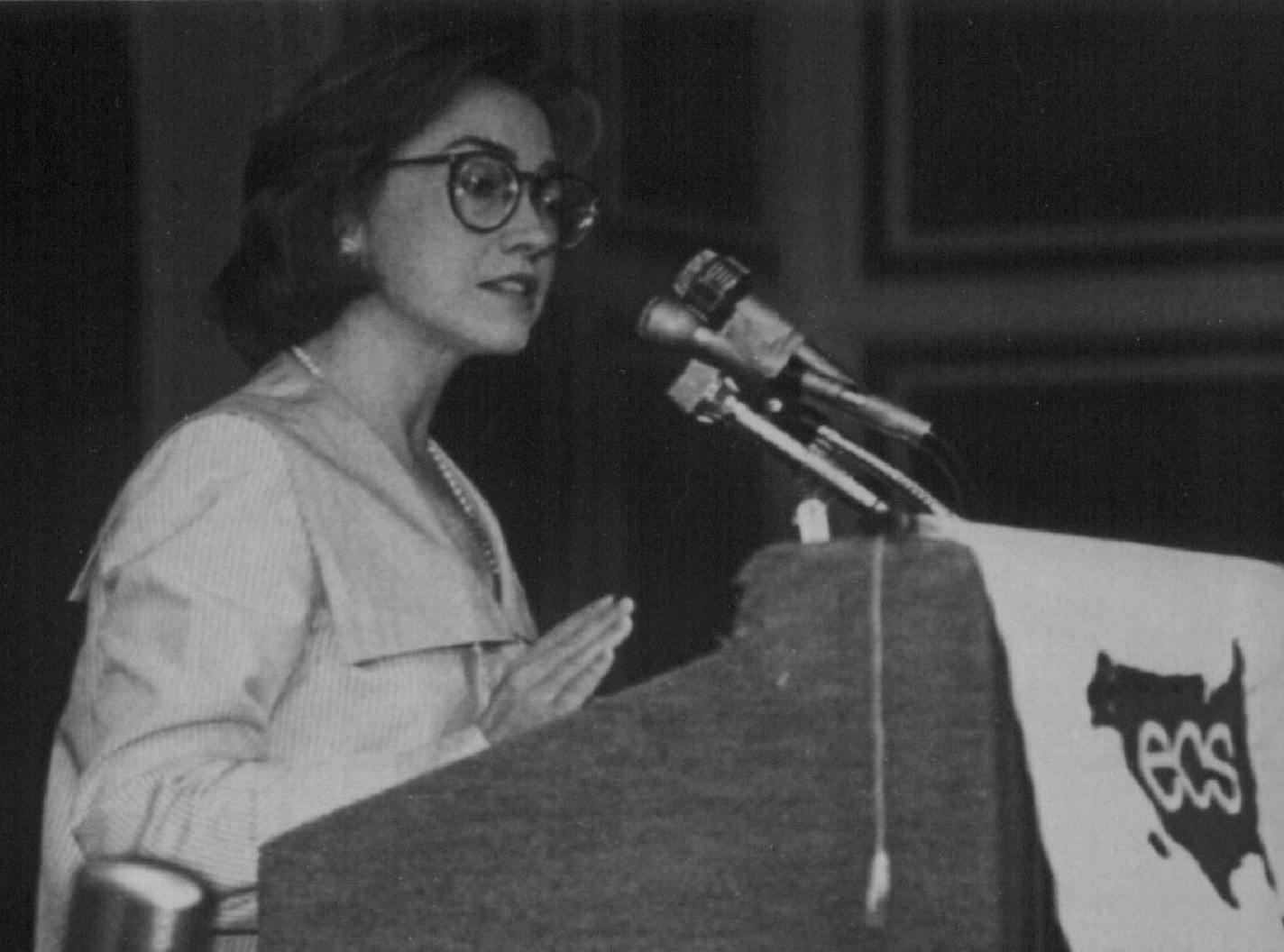 August 1, 1984 Clinton Address ED. Commission -- Arkansas, Gov. Bill Clinton (Seated left) and his wife, Hillary, both addressed the Education Commission of the States meeting in St. Paul, Minn. Wednesday. The Clinton discussed how Arkansas turned around its educational system. Gov. Clinton appointed his wife head of a special task force on education in Arkansas. AP Laserphoto ORG XMIT: MIN2016052117134213