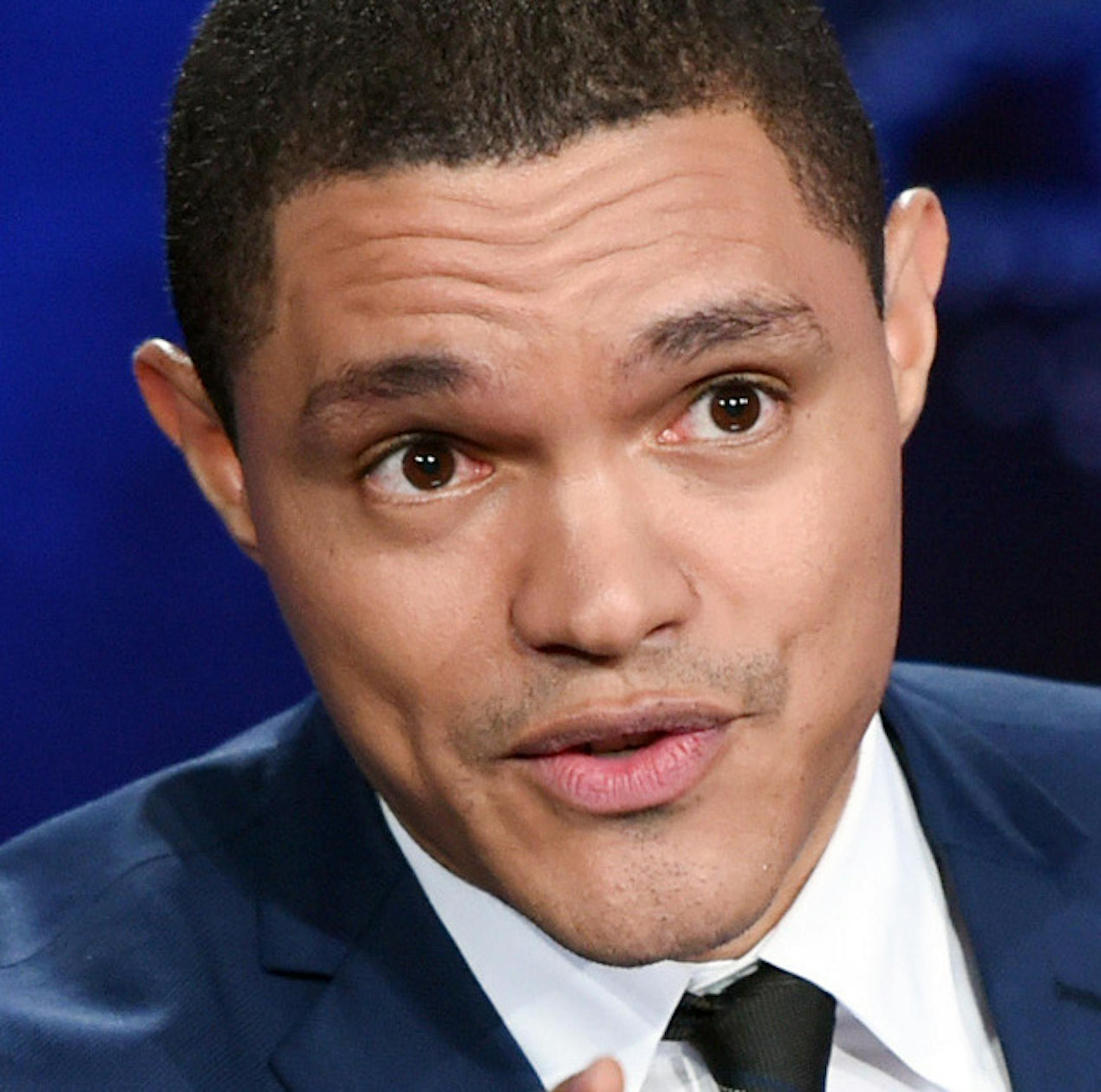 Trevor Noah works on set during a taping of "The Daily Show with Trevor Noah" on Tuesday, Sept. 29, 2015, in New York. (Photo by Evan Agostini/Invision/AP)