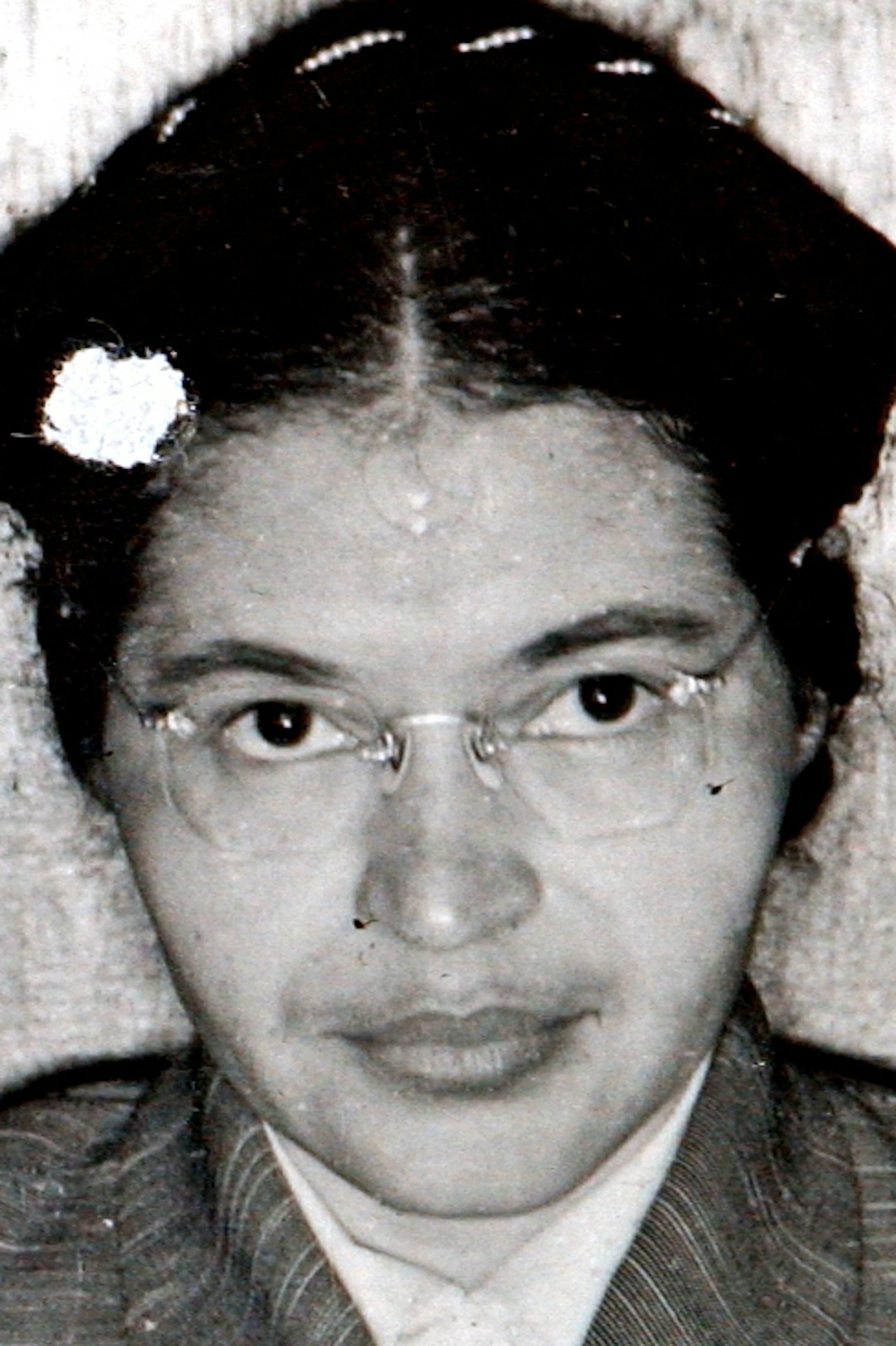 A Montgomery (Ala.) Sheriff's Department booking photo of Rosa Parks taken Feb 22, 1956, is shown Friday, July 23, 2004, in Montgomery, Ala. Dozens of photographs from the civil rights-era were recently discovered in a storage room used by the Montgomery County Sheriff's office. Chief Deputy Derrick Cunningham said he was performing some house cleaning duties when he found a photo-album containing well-preserved mug shots of protesters, including Parks and The Rev. Martin Luther King Jr. who wer