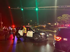 Minneapolis police at 35th Street and Hiawatha Avenue S., near where a man was shot and killed after he was waving a gun, Police Chief Brian O'Hara sa