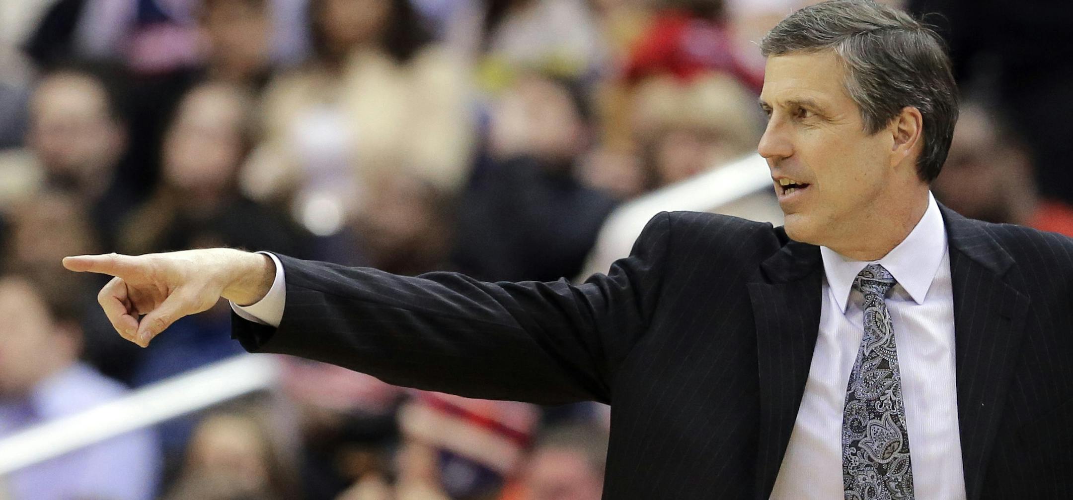 Washington Wizards head coach Randy Wittman directs his team in the first half of an NBA basketball game against the Los Angeles Clippers Monday, Feb. 4, 2013 in Washington. The Wizards won 98-90. (AP Photo/Alex Brandon)