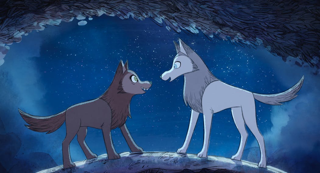 Robyn Goodfellowe (voiced by Honor Kneafsey) and Mebh Óg Mactíre (voiced by Eva Whittaker) in 'Wolfwalkers.' 