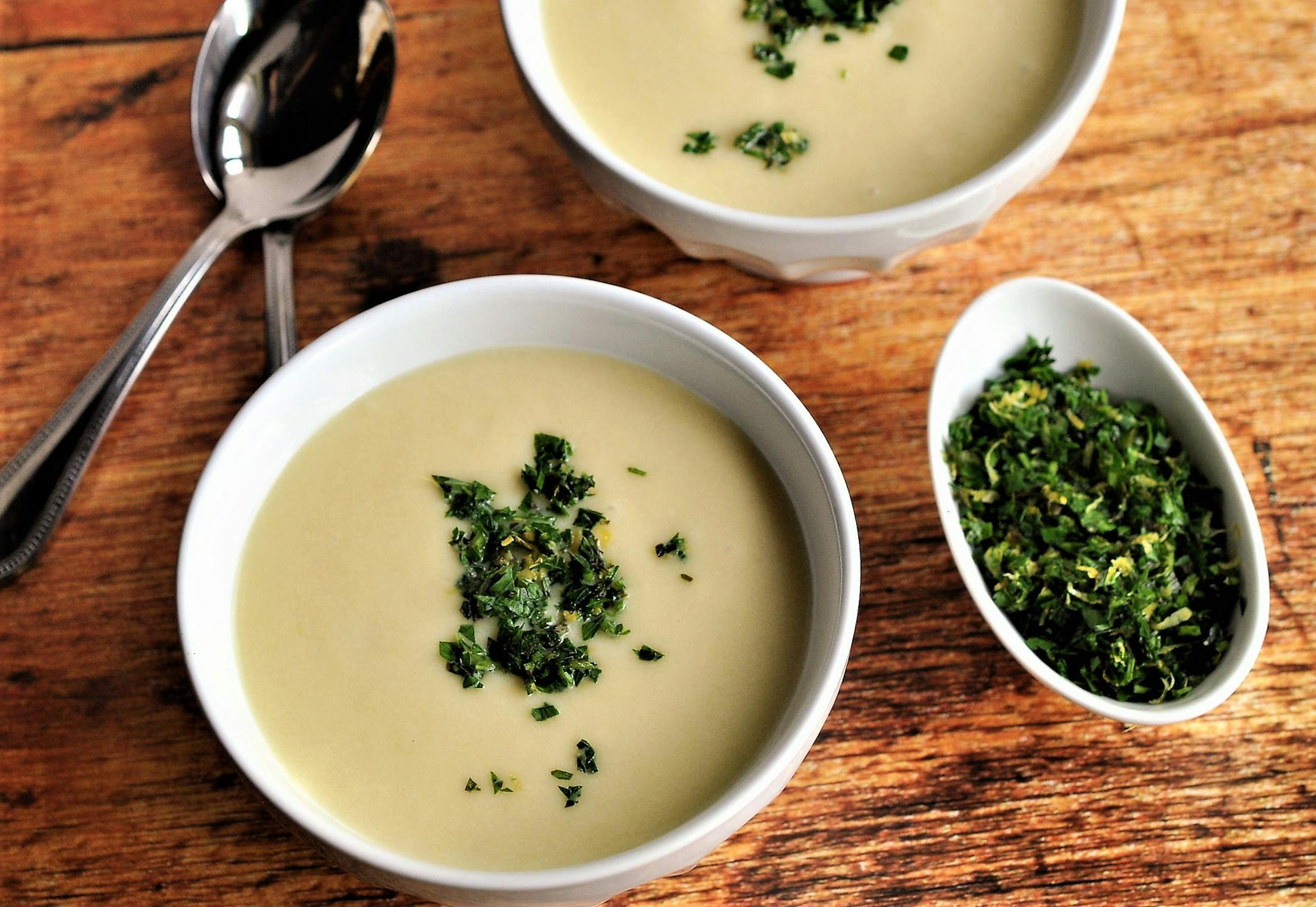Vichyssoise With Tarragon-Lemon Gremolata.