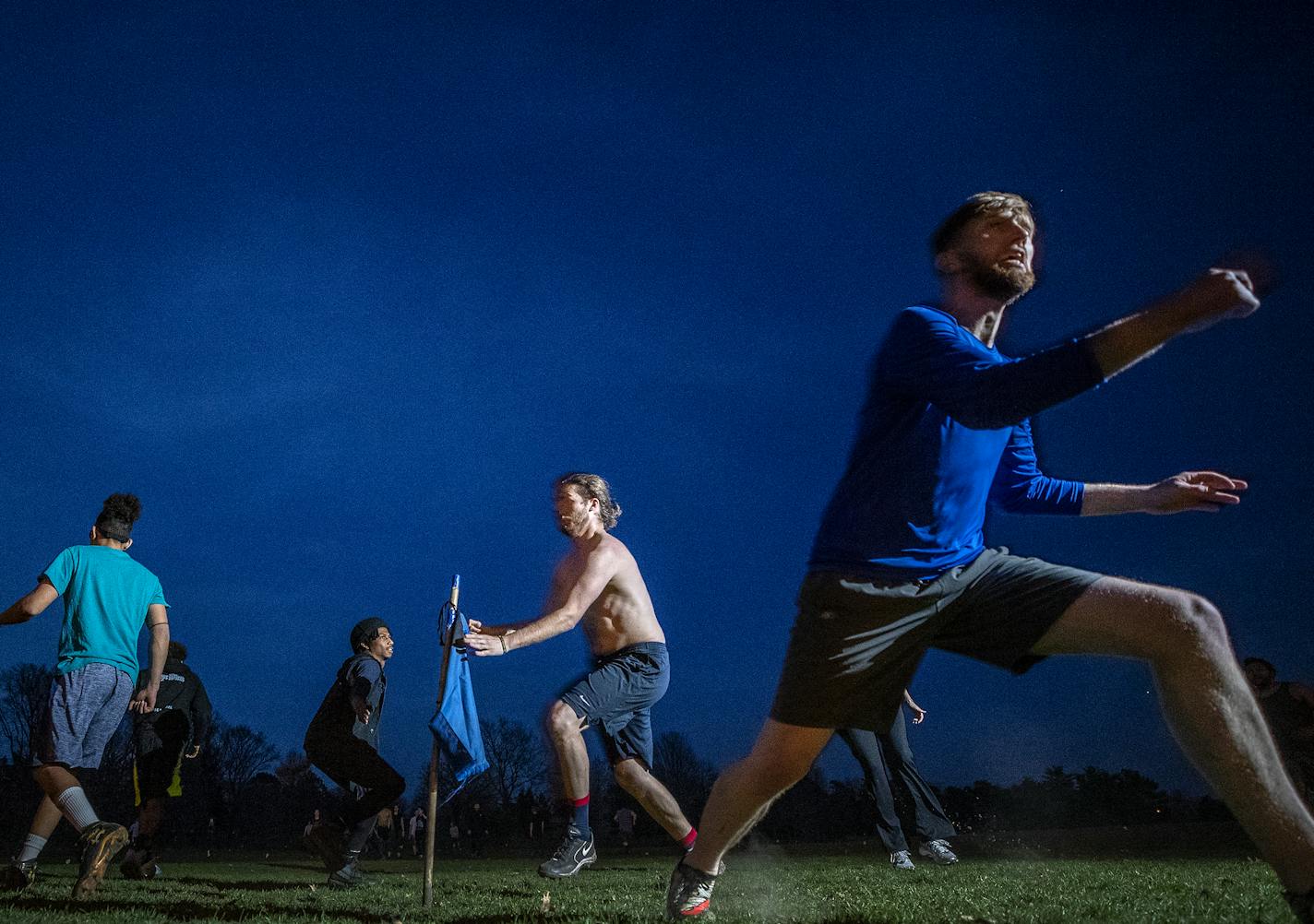 Teams played Capture the Flag at Como Park in St. Paul. ] CARLOS GONZALEZ &#xef; cgonzalez@startribune.com &#xf1; April 30, 2018, St. Paul, MN, The capture the flag group, part of a free outdoor fitness program at St. Paul Parks,