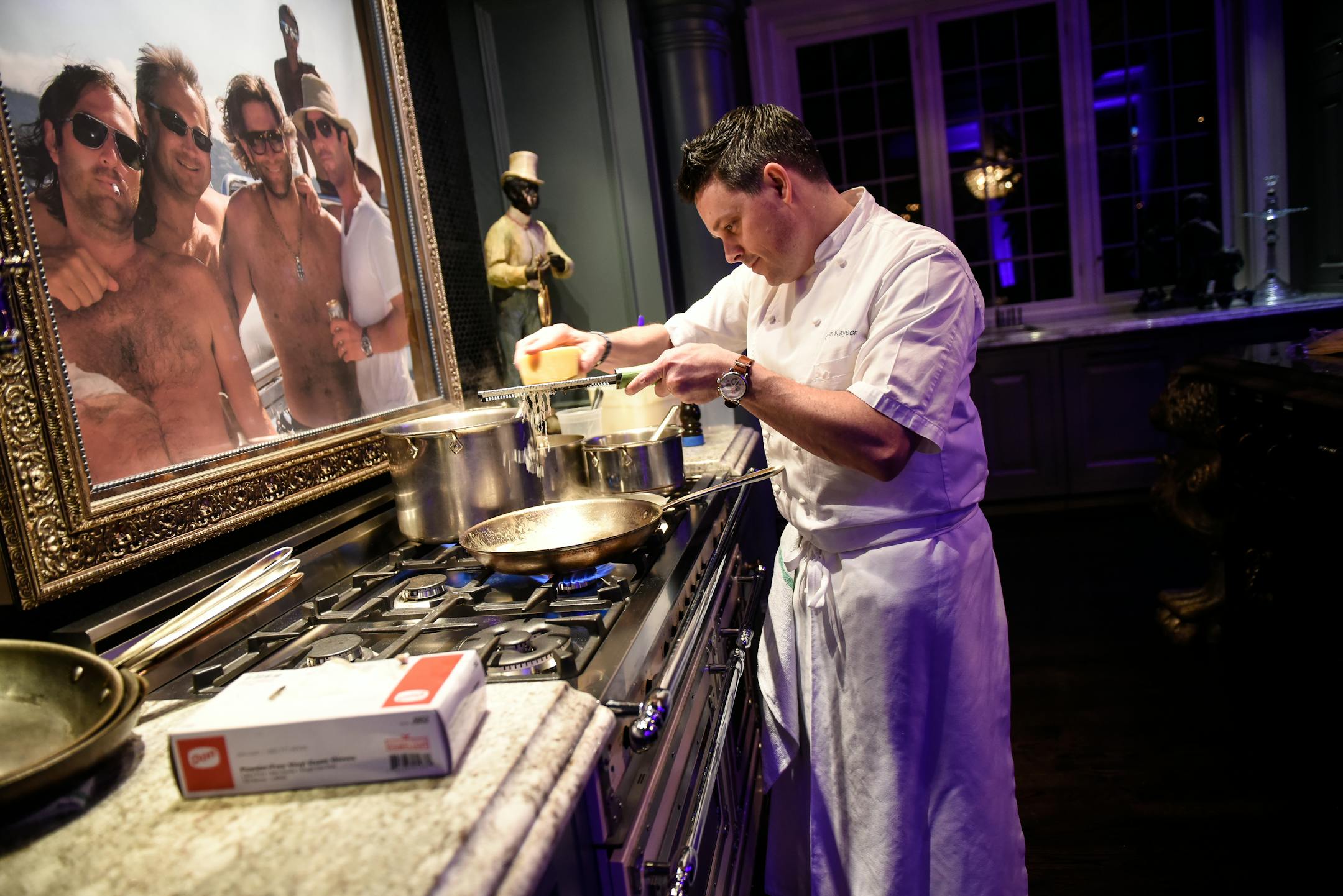 Minnesota celebrity chef, Gavin Kaysen, prepared truffle potato gnocchi for guests of Saturday night's "Big Game Big Give" party in Edina. ] AARON LAVINSKY � aaron.lavinsky@startribune.com The Giving Back Fund's "Big Game Big Give" charity party, emceed by Jamie Foxx, was photographed Saturday, Feb. 3, 2018 in Edina, Minn.