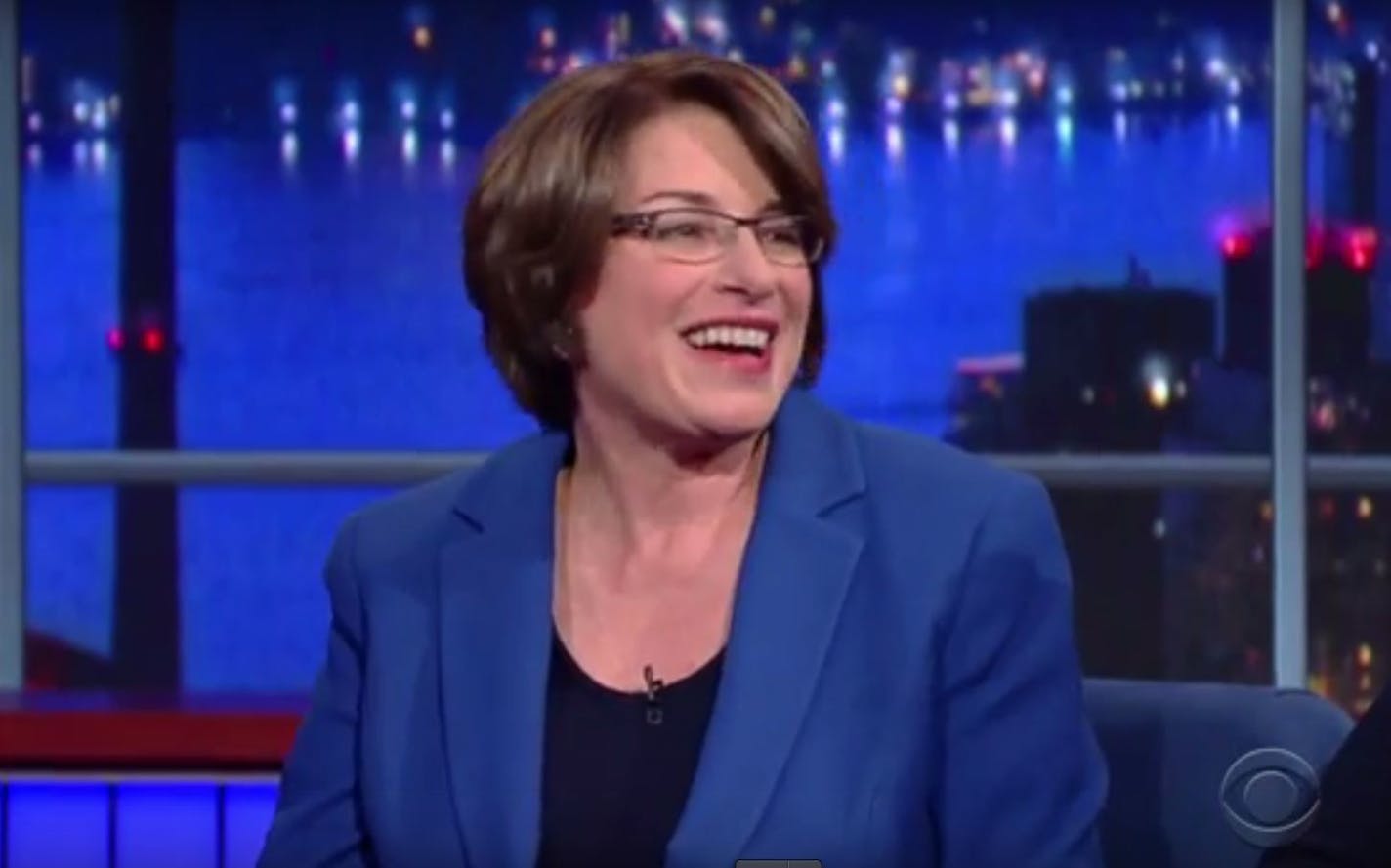 Sen. Amy Klobuchar appeared on "The Late Show With Stephen Colbert."