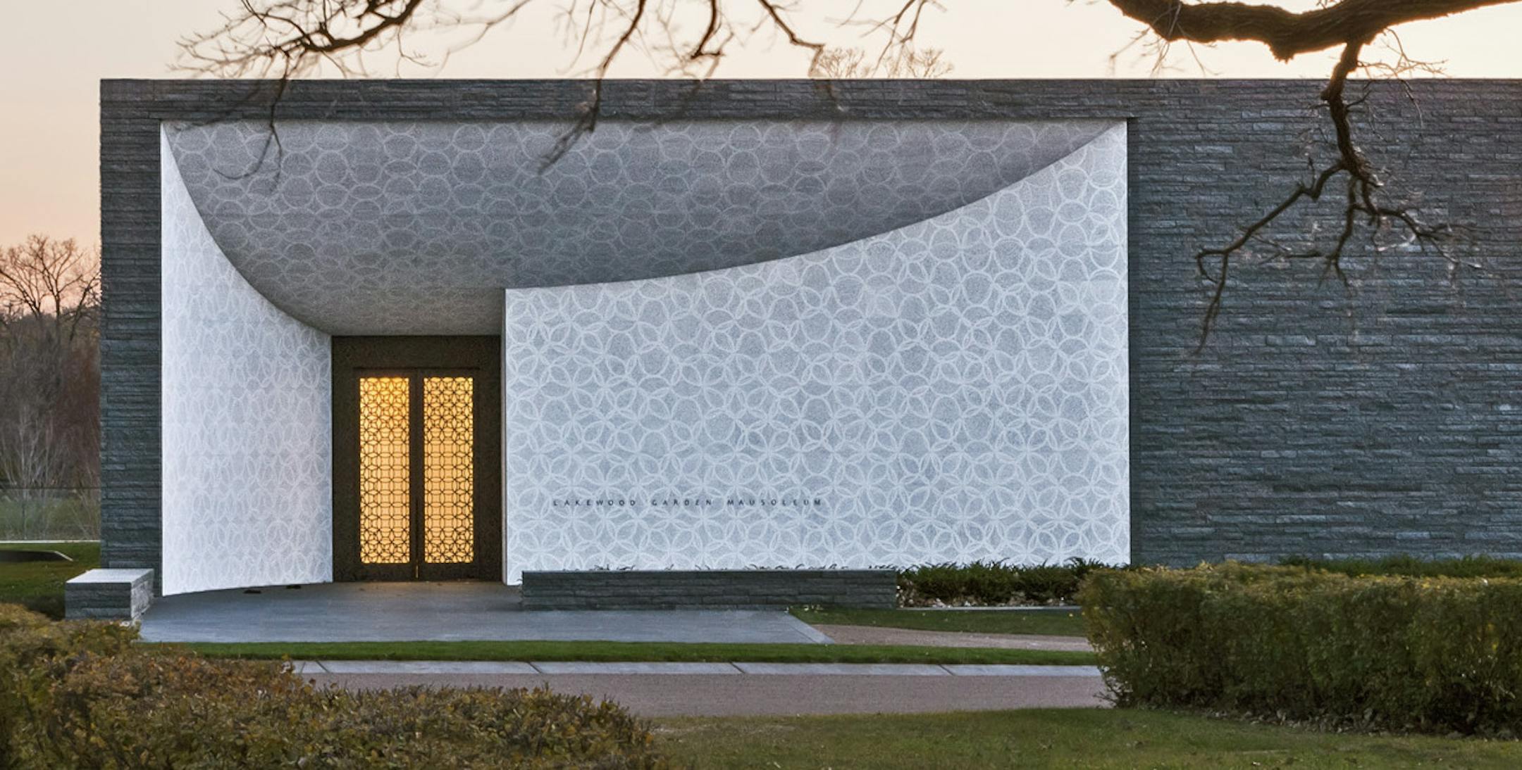 Photo: HGA//// Lakewood Cemetery Garden Mausoleum: Designed by Joan Soranno and John Cook of HGA Architects and Engineers, Minneapolis, this $30 million skylit building of glass and gray granite nestles into a Minneapolis hillside overlooking a sunken garden and reflecting pool. ORG XMIT: MIN1211131455470330