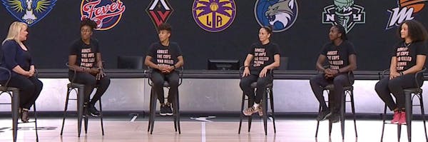 ESPN reporter Holly Rowe interviewed WNBA players Nneka Ogwumike, Layshia Clarendon, Sue Bird, Elizabeth Williams and Natalie Achonwa on Wednesday in 