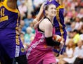 Lynx guard Lindsay Whalen drove between two Los Angeles defenders during a game in August.