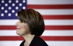 Democratic presidential candidate Sen. Amy Klobuchar, D-Minn., visits with attendees after speaking at a campaign event, Friday, Jan. 10, 2020, in Ced