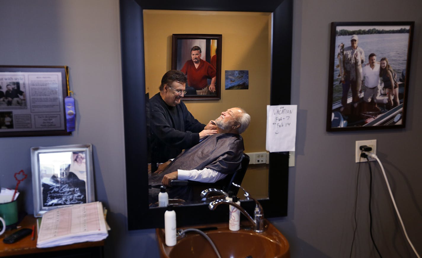 Former St. Paul Mayor George gets a trim from his long time barber George Ficocello at Gregs Barber shop in Mendota on a recent visit.] BRIAN PETERSON &#x201a;&#xc4;&#xa2; brianp@startribune.com Mendota, MN - 2/5/2015