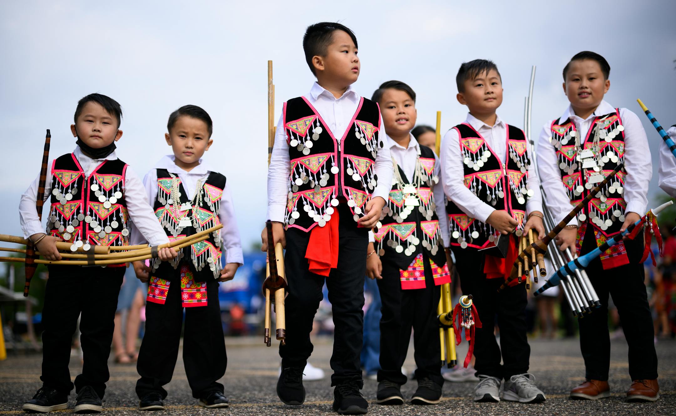 Young Hmong Culture Center Musicians wait to perform Wednesday, Aug. 24, 2022 during an MPS early learners celebration.