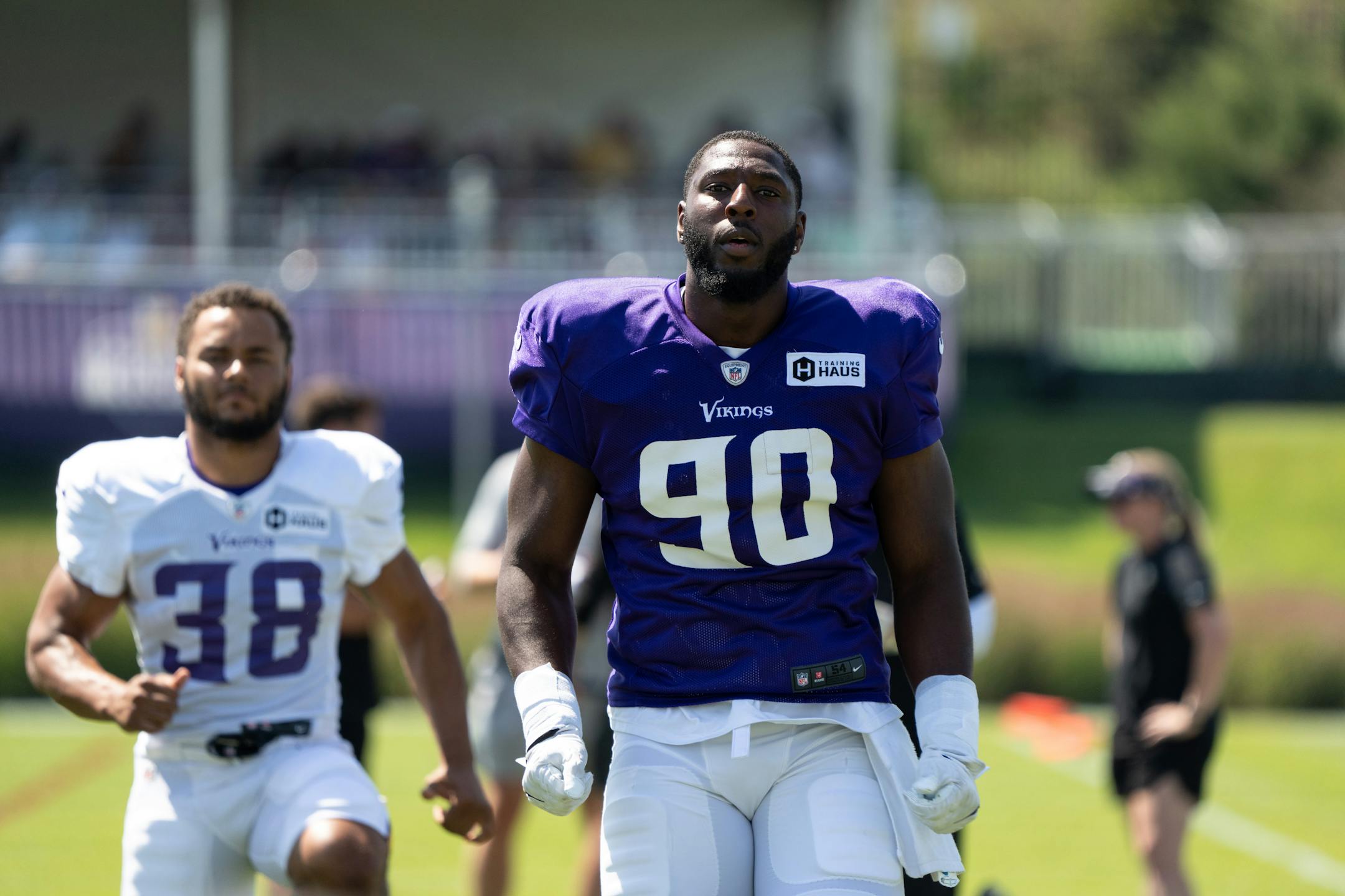 Vikings defensive line Esezi Otomewo (90) during Vikings Training Camp.