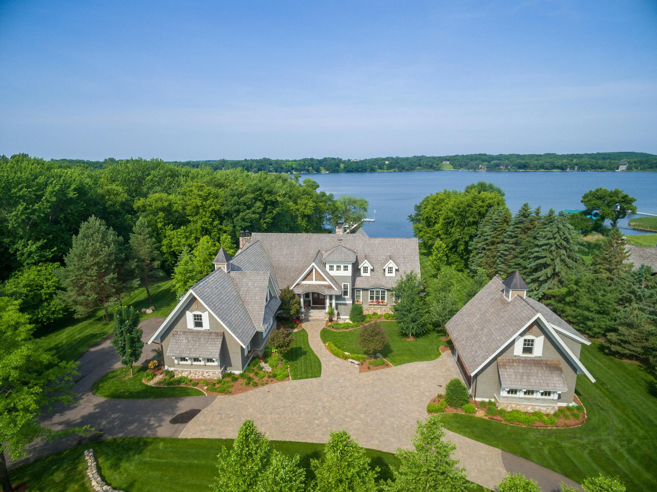 Aerial view, cottage on Lake Minnetonka