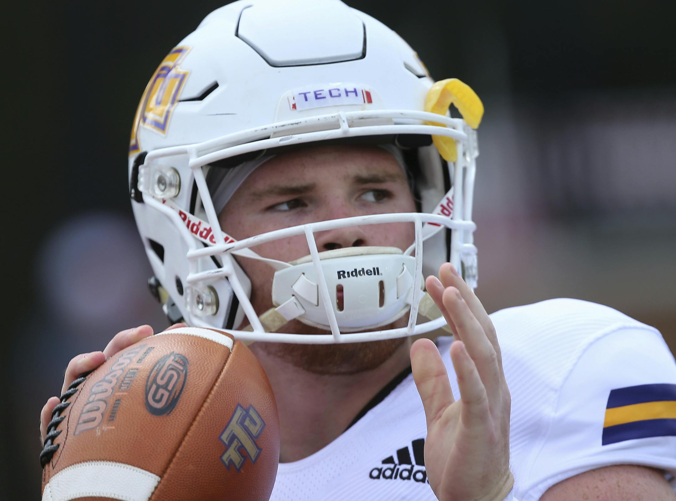Tennessee Tech quarterback Bailey Fisher during an NCAA football game on Saturday, Sept. 7 , 2019 in Oxford , OH . (AP Photo/Tony Tribble) ORG XMIT: NYOTK
