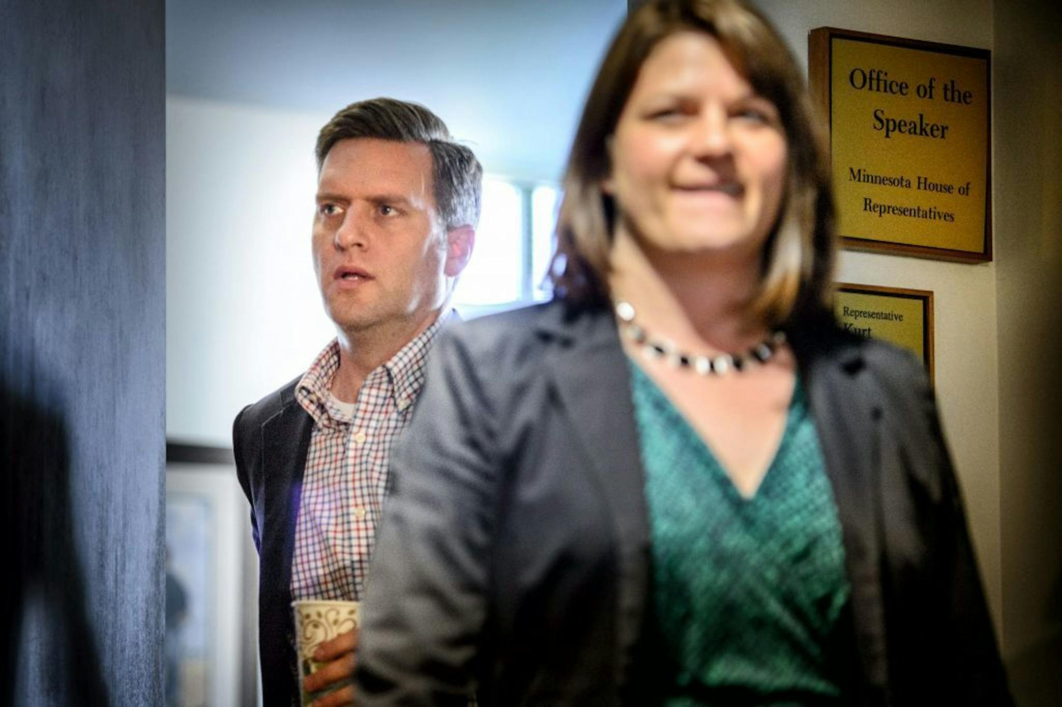 House Majority Leader Joyce Peppin, right, with House Speaker Kurt Daudt