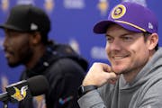 Vikings head coach Kevin O’Connell during a news conference with General Manager Kwesi Adofo-Mensah on Thursday at the team's training facility in E