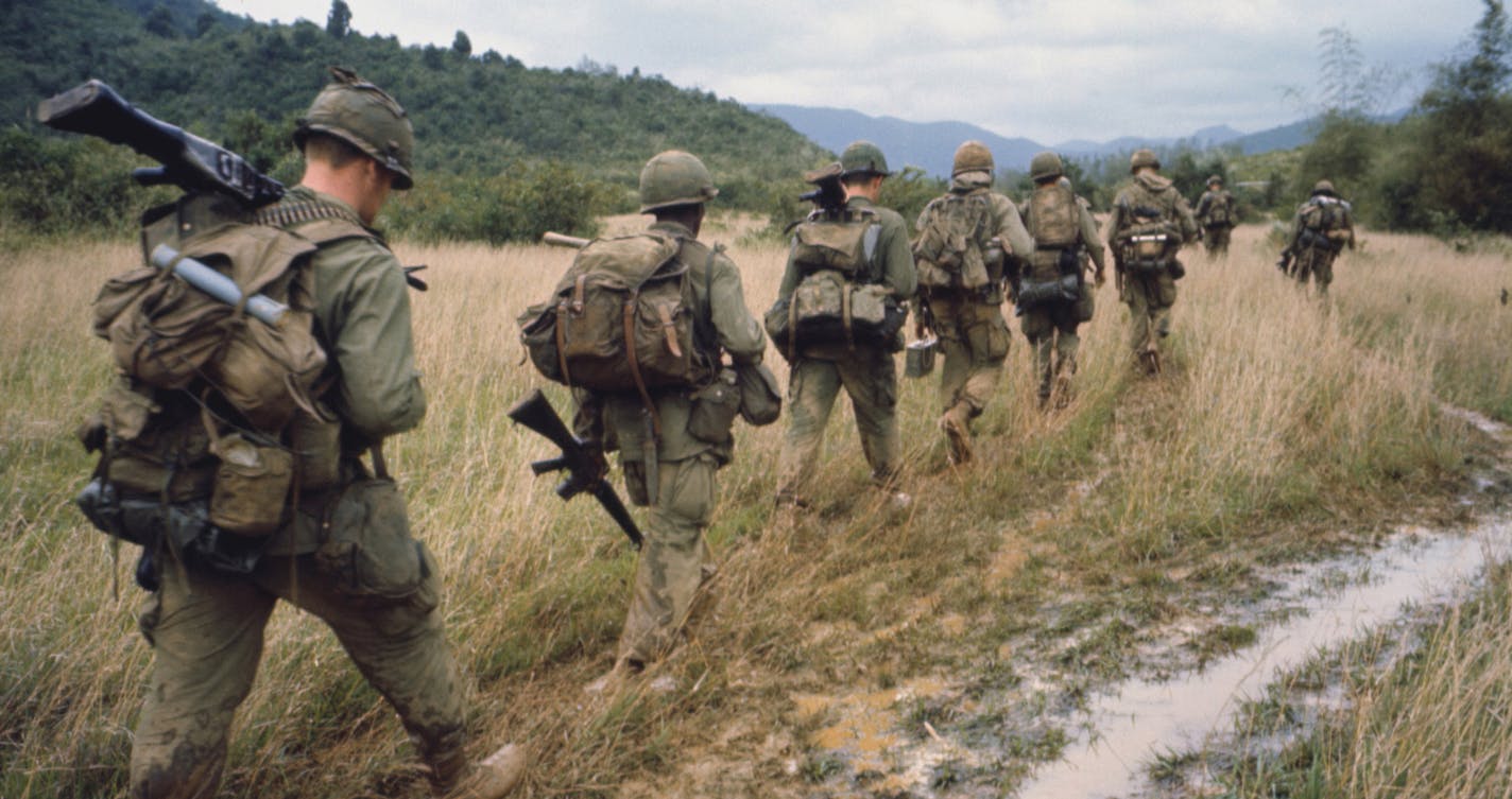 Soldiers on patrol during the Vietnam War. Documentariand Ken Burns and Lynn Novick have created a 10-part film, "The Vietnam War," premiering on Sept 17 on PBS. (check local listings). (Handout/TNS) ORG XMIT: 1210306